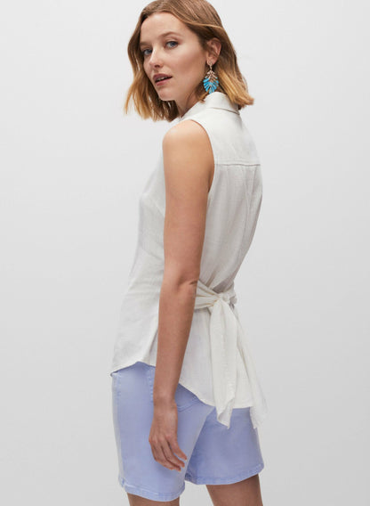 Women Tie Front Button Down Shirt Ivory | Melanie Lyne