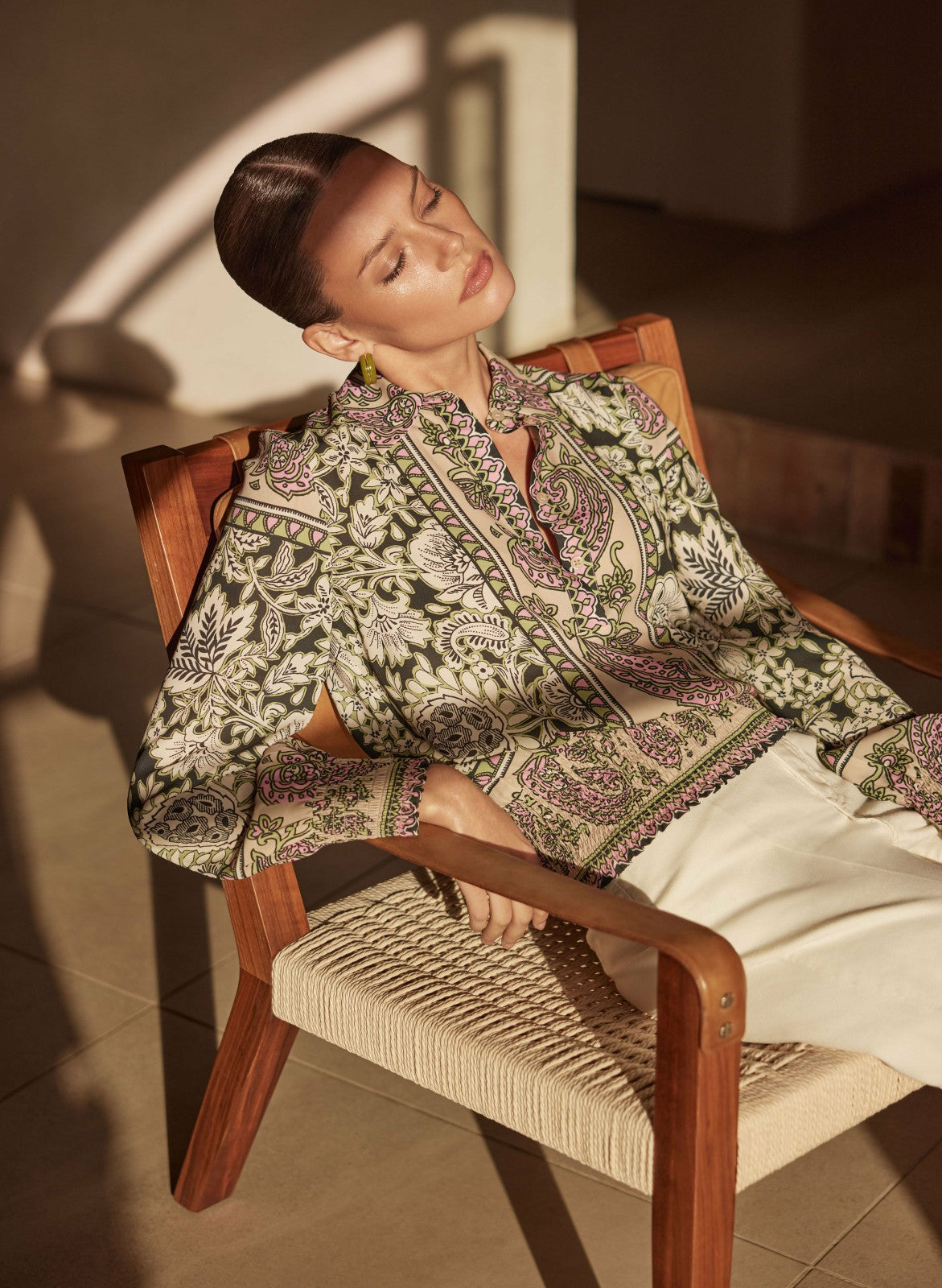Women Paisley Print Smocked Blouse Multicolour | Melanie Lyne