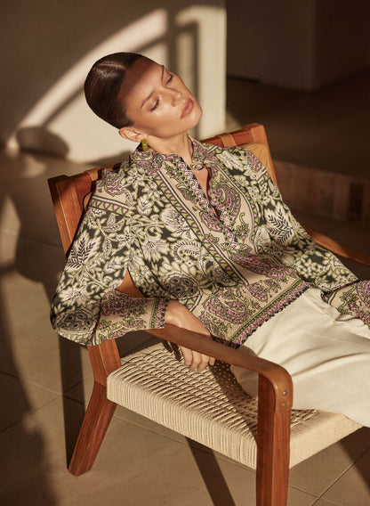 Women Paisley Print Smocked Blouse Multicolour | Melanie Lyne