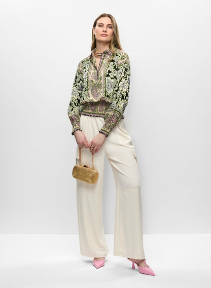 Women Paisley Print Smocked Blouse Multicolour | Melanie Lyne