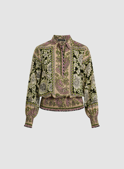 Women Paisley Print Smocked Blouse Multicolour | Melanie Lyne