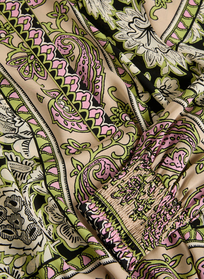Women Paisley Print Smocked Blouse Multicolour | Melanie Lyne