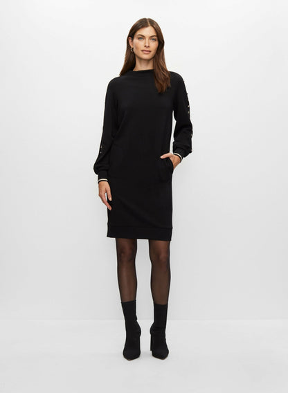 Women Stud Detail Mock Neck Dress Black | Melanie Lyne