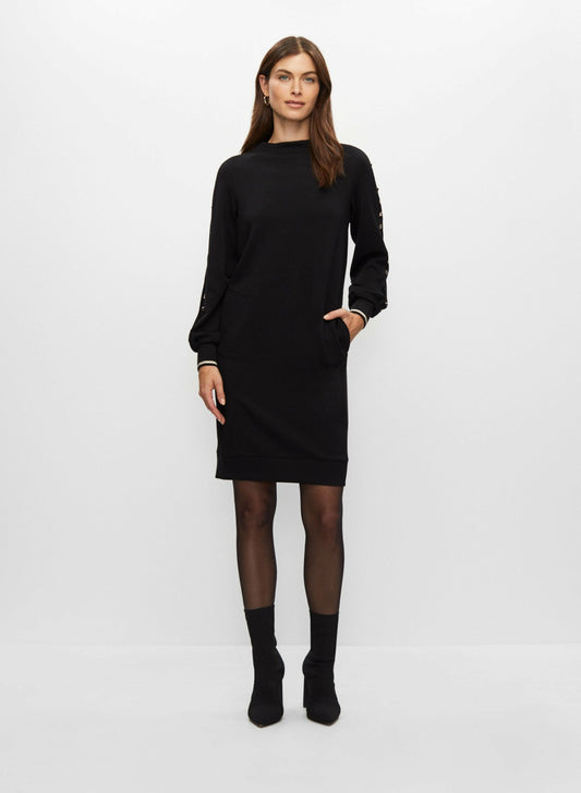 Women Stud Detail Mock Neck Dress Black | Melanie Lyne