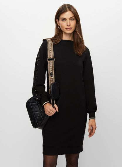 Women Stud Detail Mock Neck Dress Black | Melanie Lyne