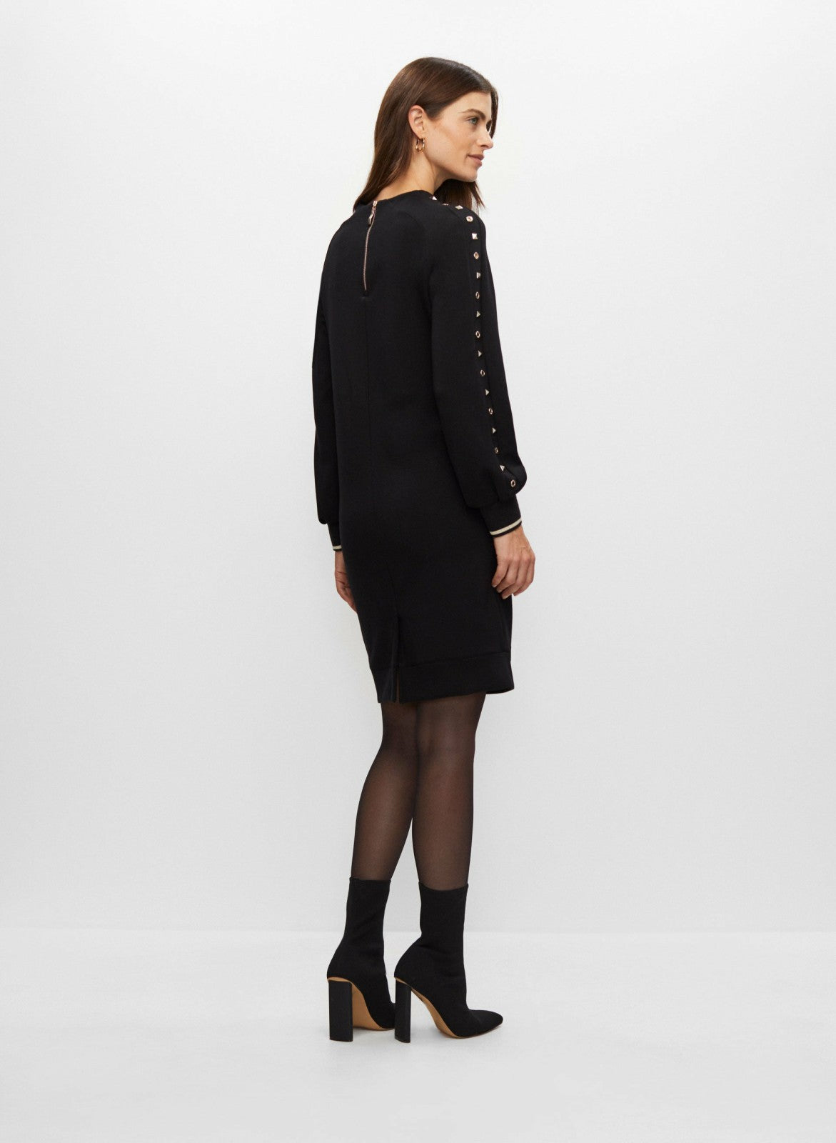 Women Stud Detail Mock Neck Dress Black | Melanie Lyne