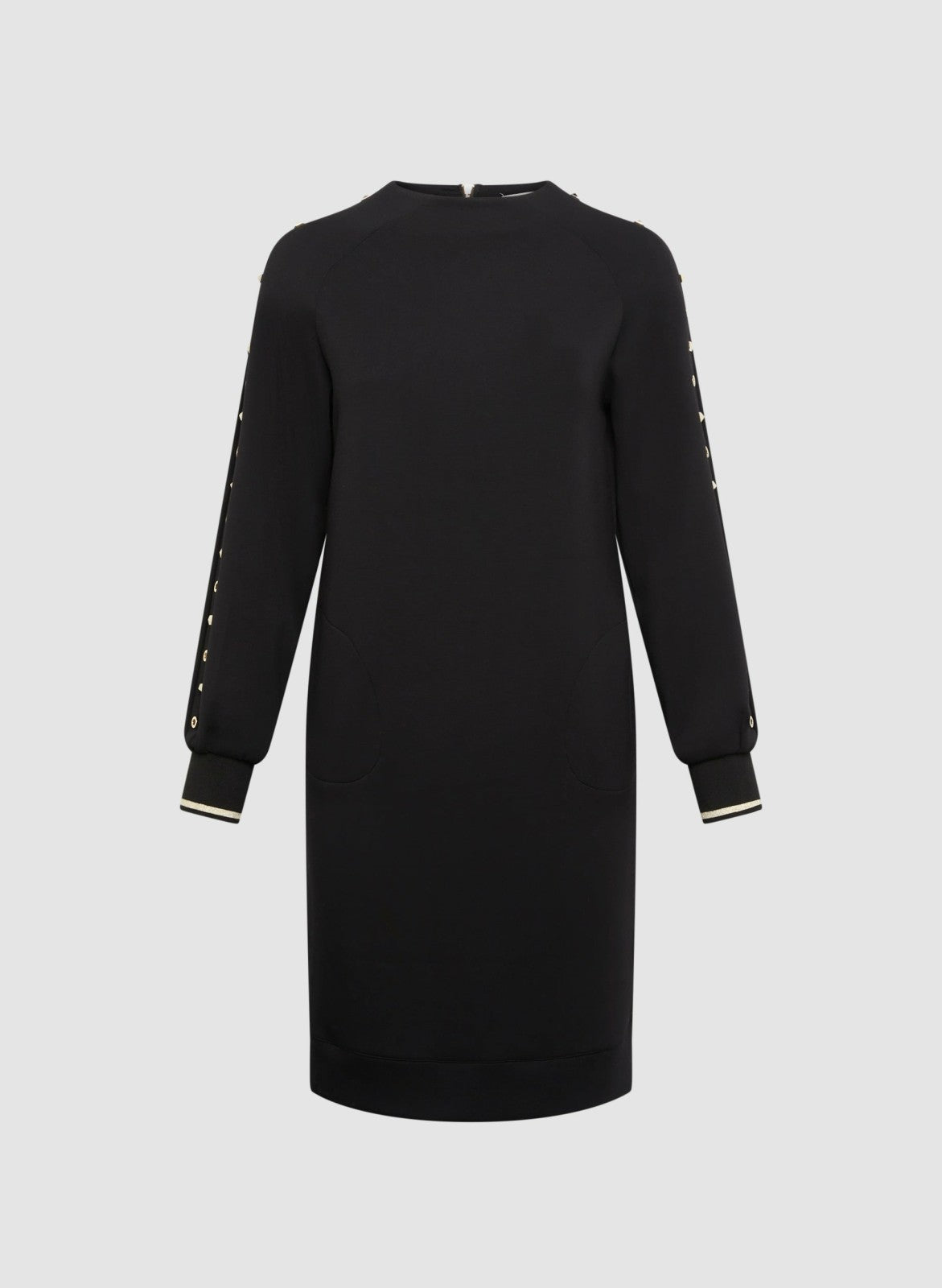 Women Stud Detail Mock Neck Dress Black | Melanie Lyne