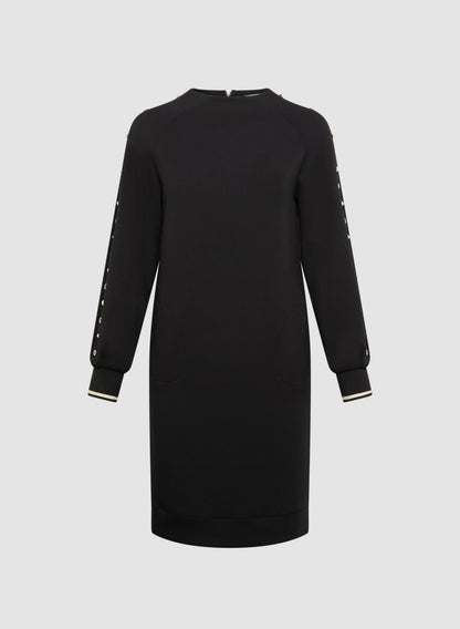 Women Stud Detail Mock Neck Dress Black | Melanie Lyne