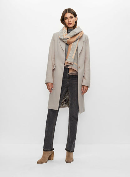Women Wool Blend Lapel Coat Oatmeal | Melanie Lyne