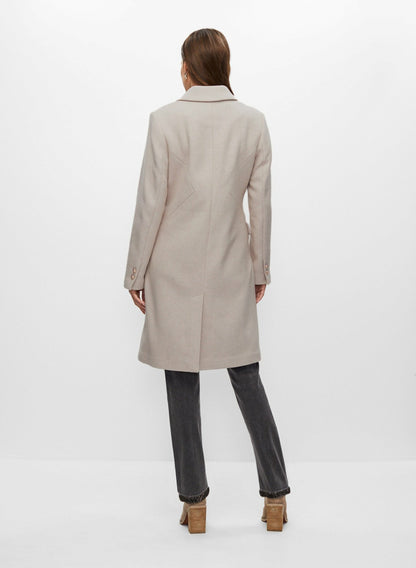 Women Wool Blend Lapel Coat Oatmeal | Melanie Lyne