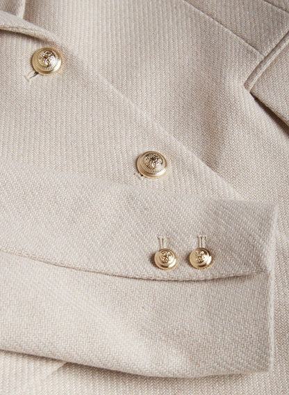 Women Wool Blend Lapel Coat Oatmeal | Melanie Lyne