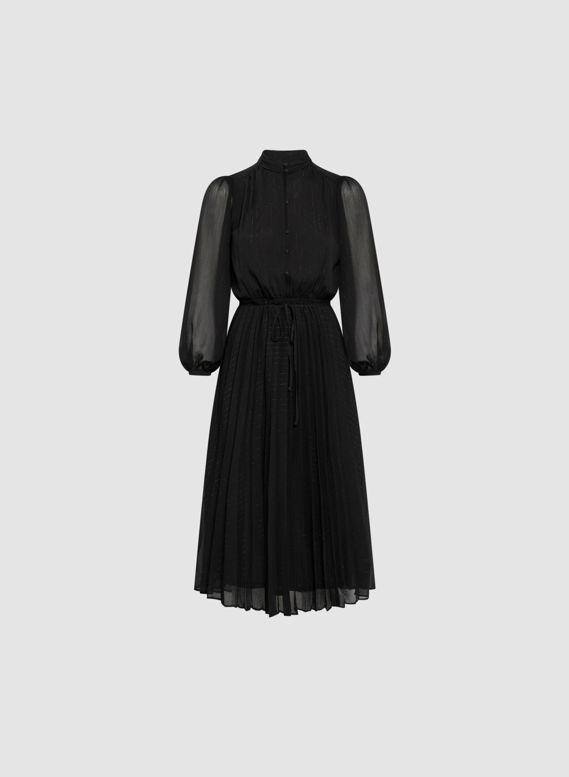 Women Pleated Balloon Sleeve Dress Black | Melanie Lyne