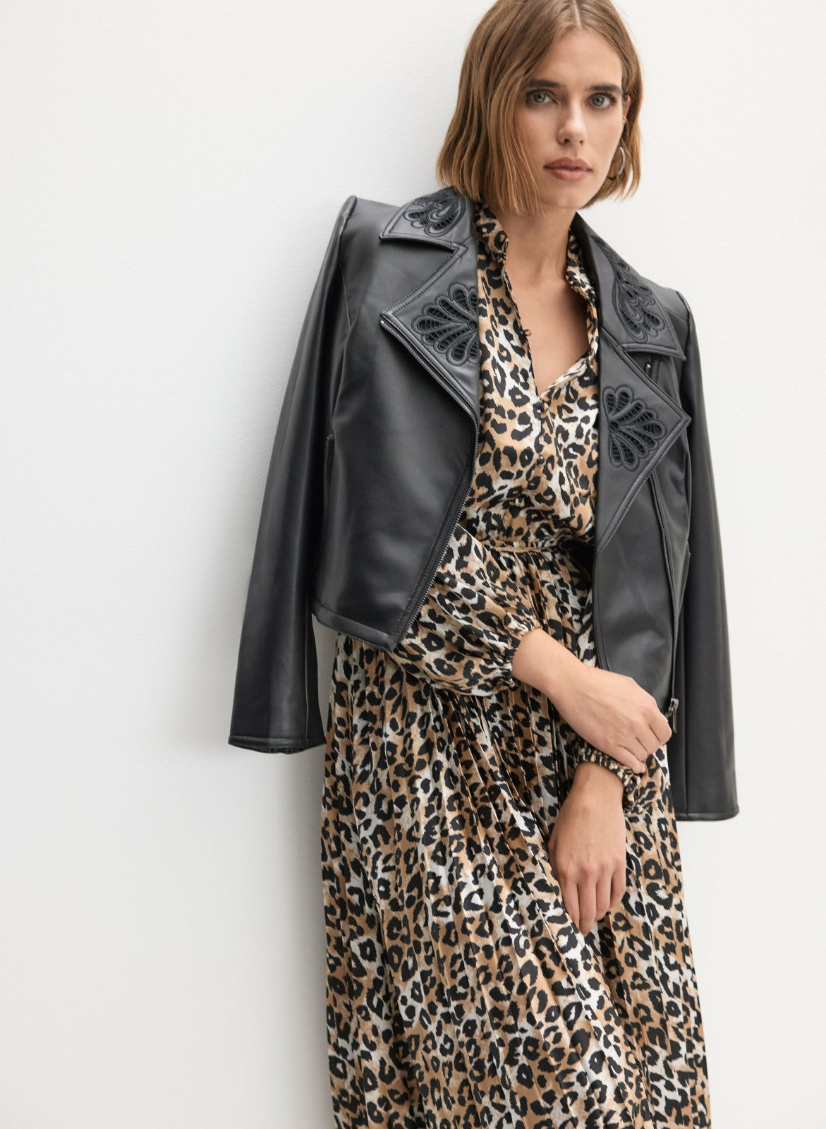 Women Pleated Leopard Print Dress Brown Pattern | Melanie Lyne