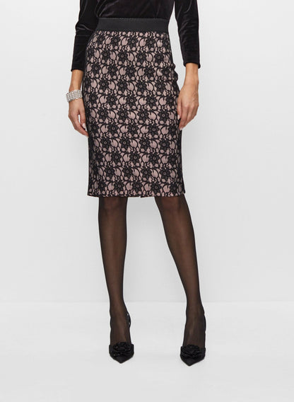 Women Floral Lace Pencil Skirt Black | Melanie Lyne
