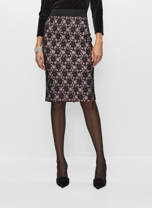 Women Floral Lace Pencil Skirt Black | Melanie Lyne