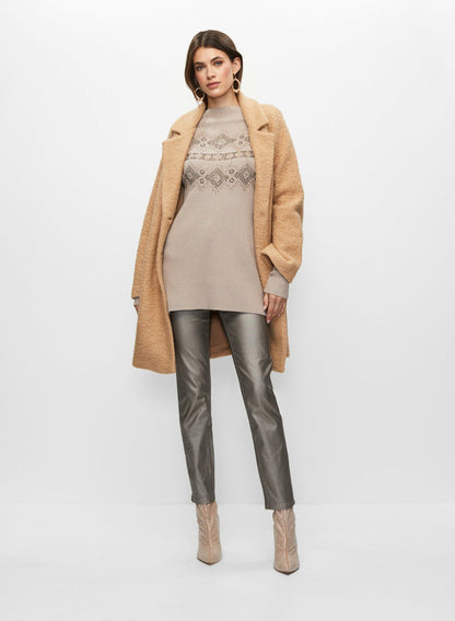 Women Rhinestone Detail Knit Sweater Dark Oatmeal | Melanie Lyne
