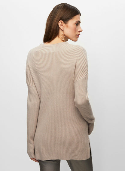 Women Rhinestone Detail Knit Sweater Dark Oatmeal | Melanie Lyne