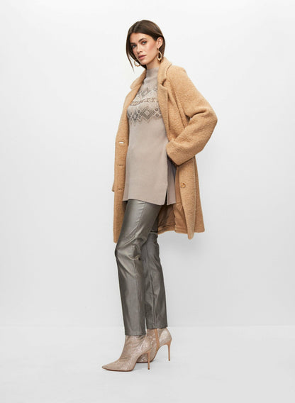 Women Rhinestone Detail Knit Sweater Dark Oatmeal | Melanie Lyne