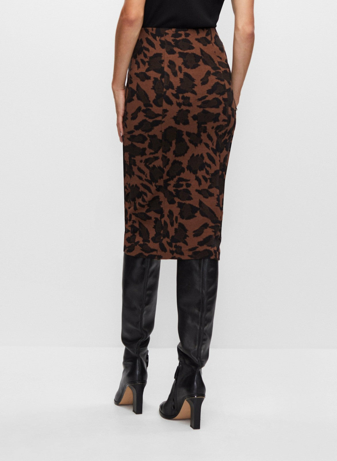 Women Pull-On Leopard Motif Skirt Dark Camello | Melanie Lyne