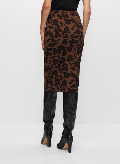 Women Pull-On Leopard Motif Skirt Dark Camello | Melanie Lyne