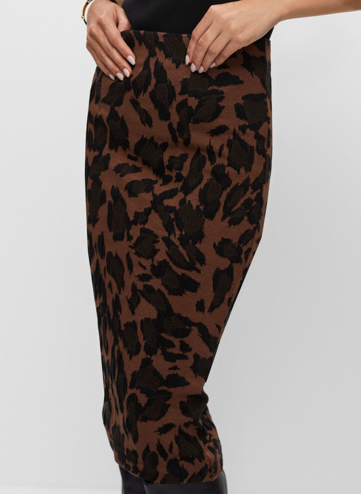 Women Pull-On Leopard Motif Skirt Dark Camello | Melanie Lyne