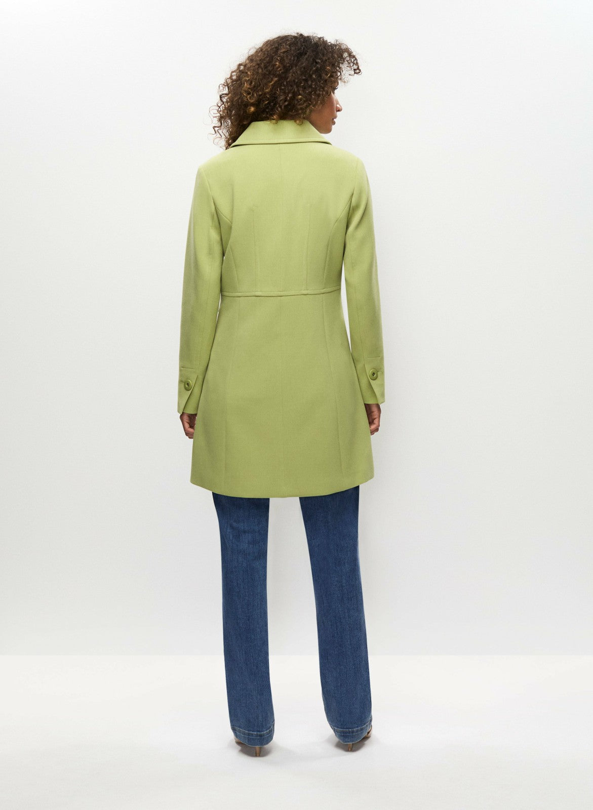 Women Button Front Tricotine Trench Coat Pistachio Green | Melanie Lyne