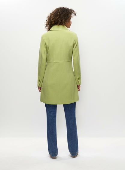 Women Button Front Tricotine Trench Coat Pistachio Green | Melanie Lyne