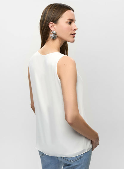 Women Essential Sleeveless V-Neck Blouse Ivory | Melanie Lyne