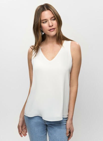Women Essential Sleeveless V-Neck Blouse Ivory | Melanie Lyne