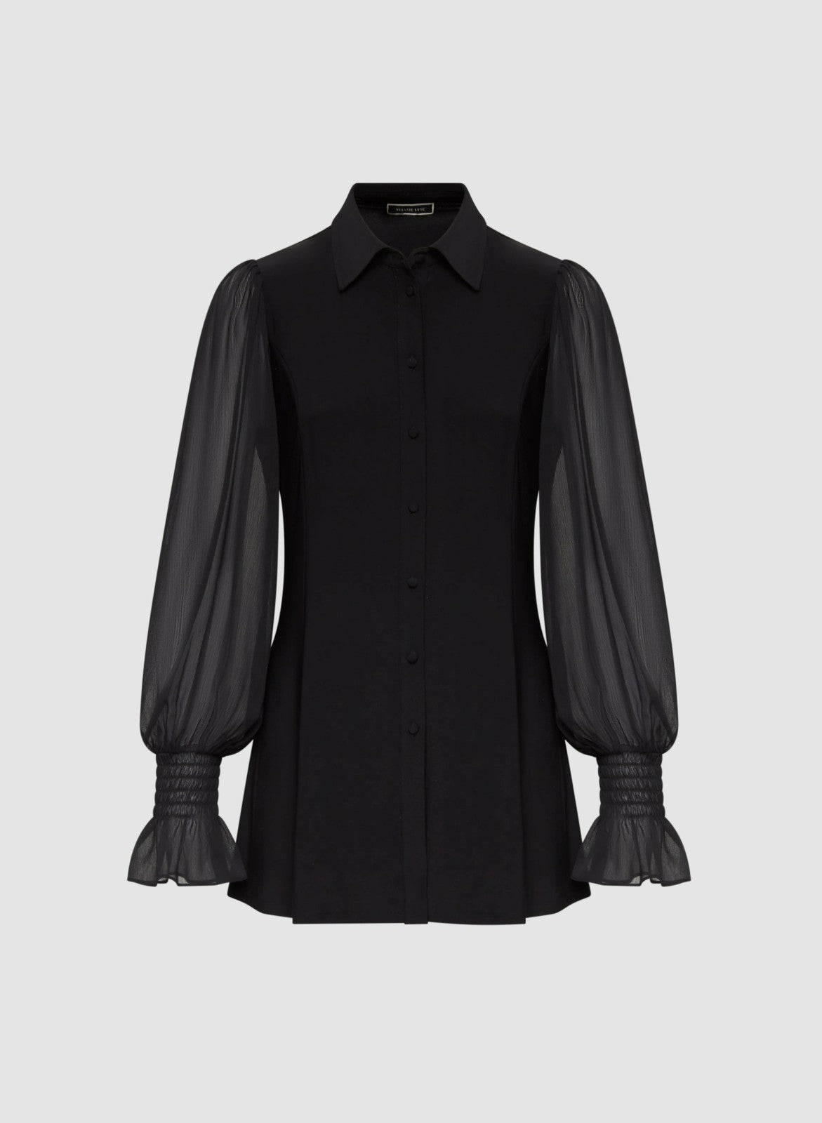 Women Sheer Sleeve Tunic Shirt Black | Melanie Lyne