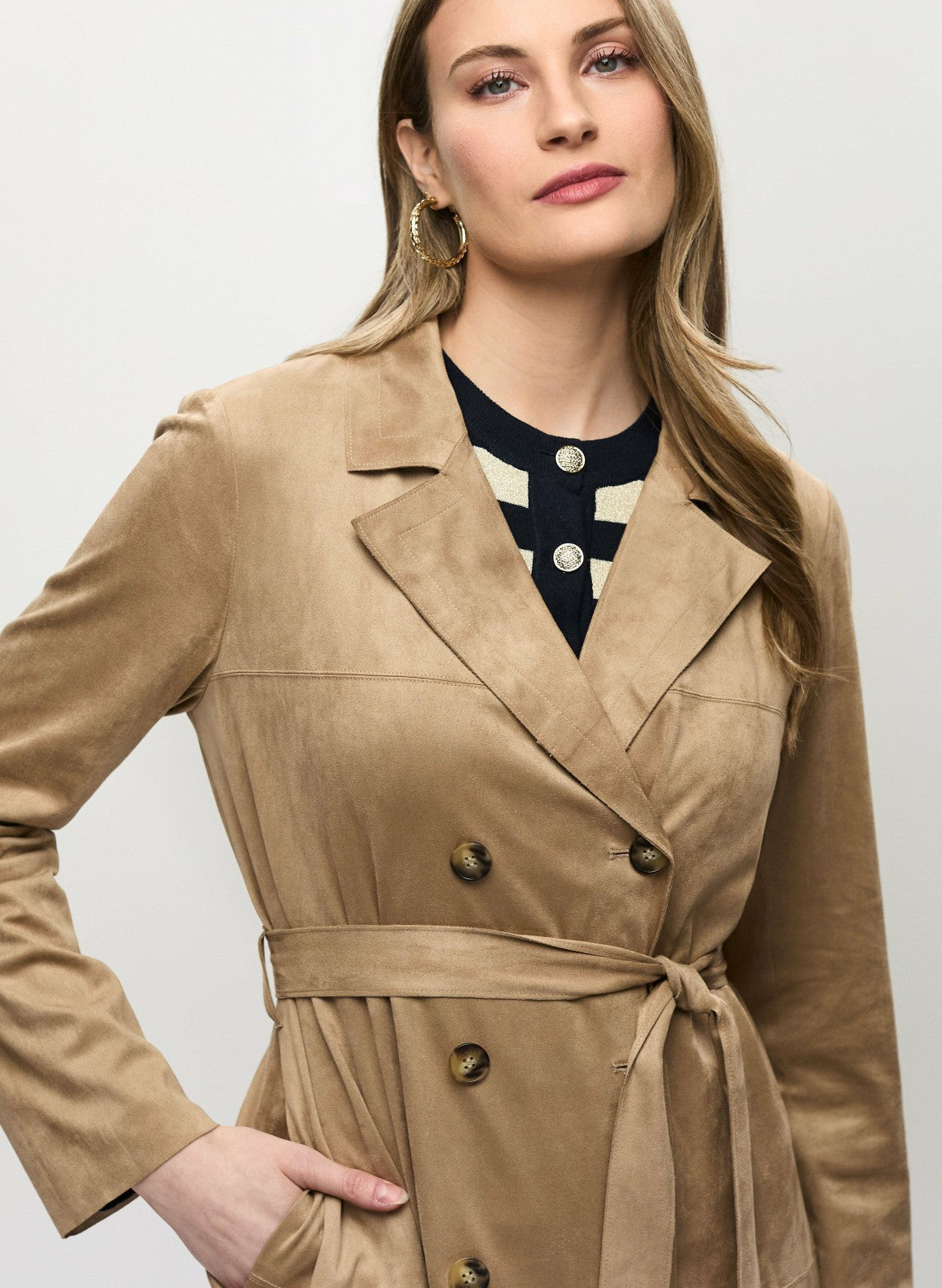 Women Faux Suede Trench Coat Desert Sand | Melanie Lyne