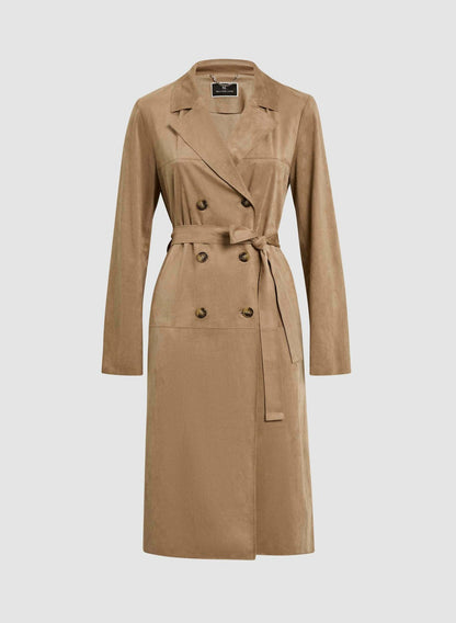 Women Faux Suede Trench Coat Desert Sand | Melanie Lyne