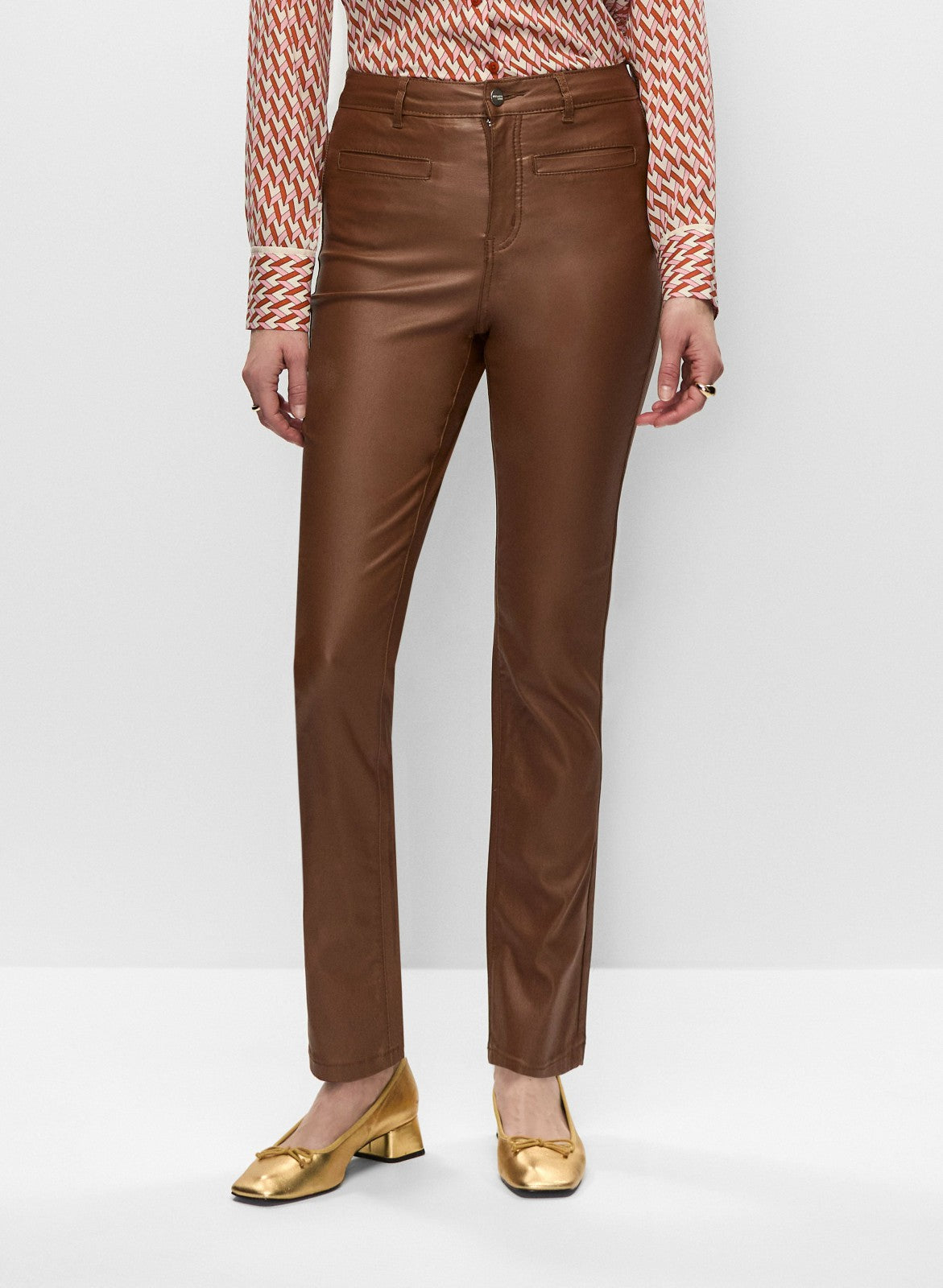 Women Coated Straight Leg Jeans Penny Brown | Melanie Lyne
