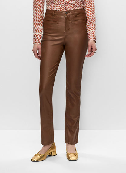 Women Coated Straight Leg Jeans Penny Brown | Melanie Lyne