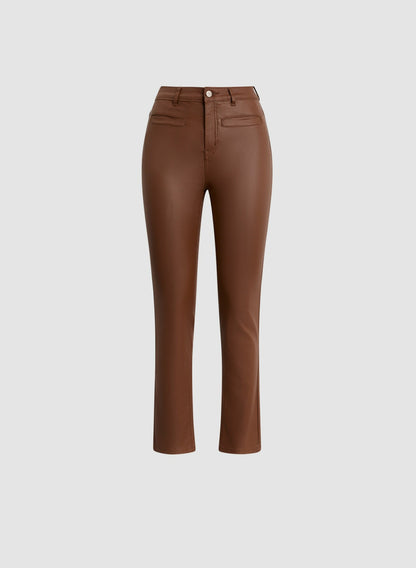 Women Coated Straight Leg Jeans Penny Brown | Melanie Lyne