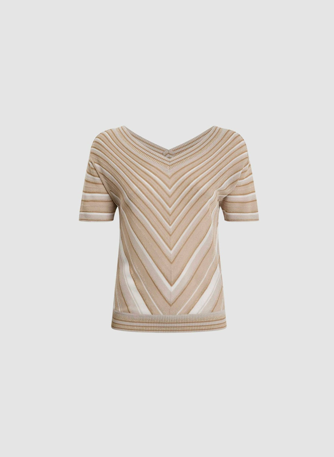 Women Striped Short Sleeve Sweater Beige | Melanie Lyne