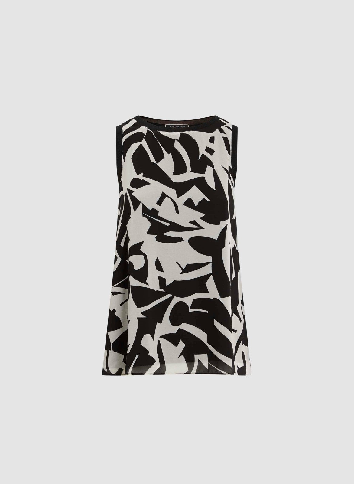 Women Abstract Print Sleeveless Blouse Black & White | Melanie Lyne
