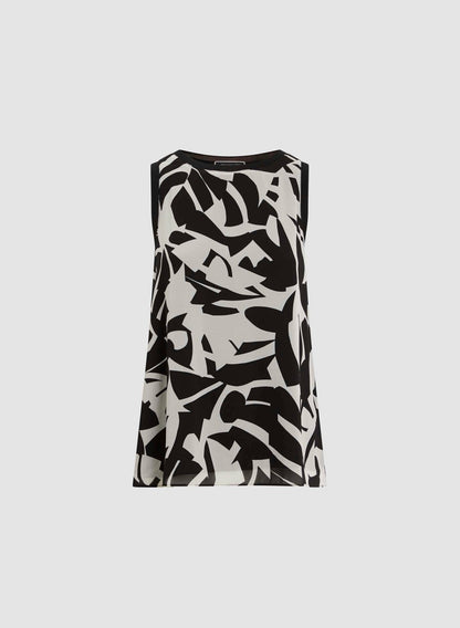 Women Abstract Print Sleeveless Blouse Black & White | Melanie Lyne