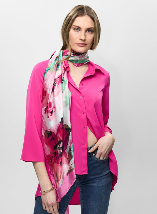 Women Asymmetric Button-Down Tunic Hyper Pink | Melanie Lyne