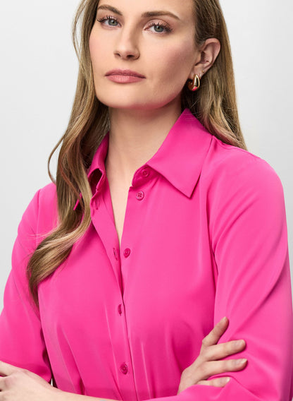 Women Asymmetric Button-Down Tunic Hyper Pink | Melanie Lyne