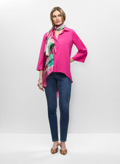 Women Asymmetric Button-Down Tunic Hyper Pink | Melanie Lyne