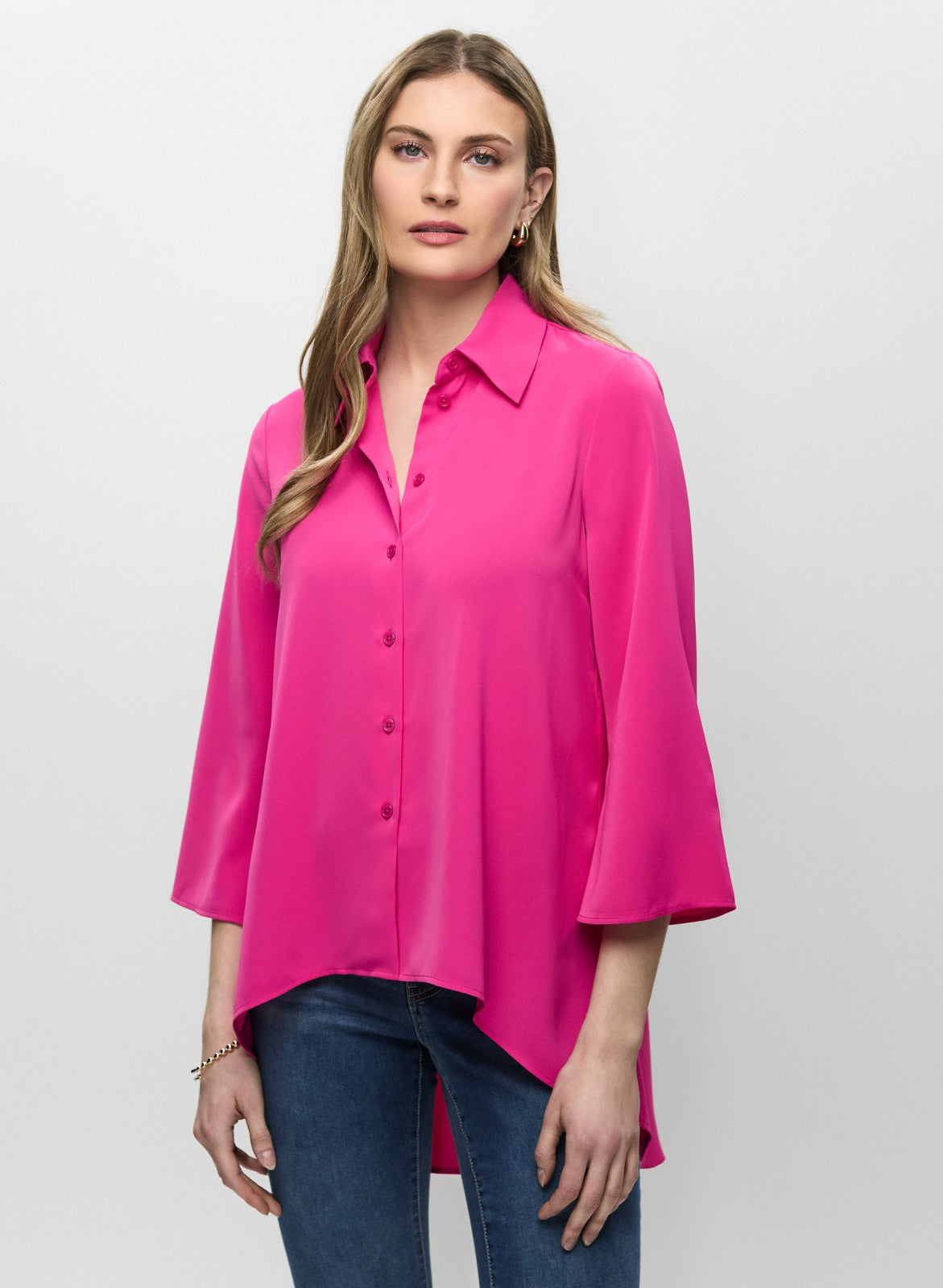 Women Asymmetric Button-Down Tunic Hyper Pink | Melanie Lyne