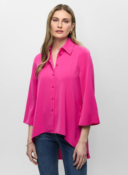 Women Asymmetric Button-Down Tunic Hyper Pink | Melanie Lyne