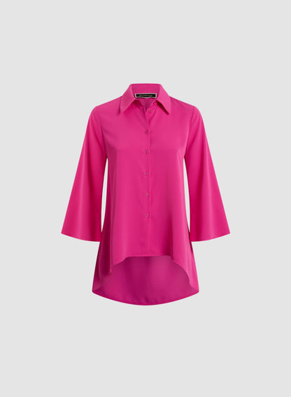 Women Asymmetric Button-Down Tunic Hyper Pink | Melanie Lyne