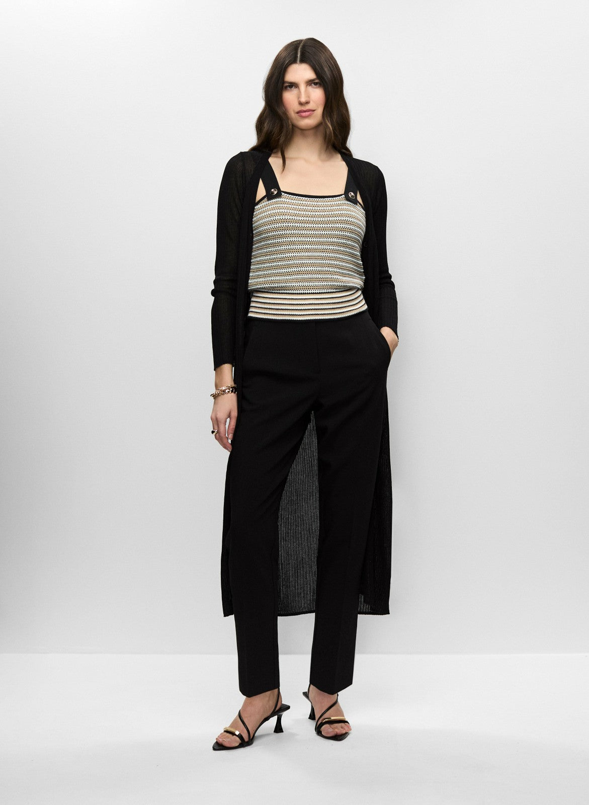 Women Long Lightweight Knit Cardigan Black | Melanie Lyne
