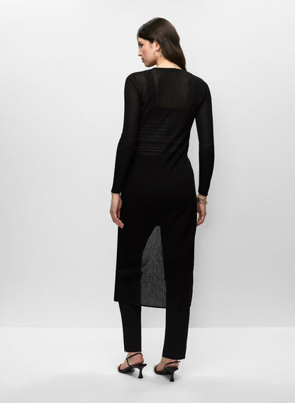 Women Long Lightweight Knit Cardigan Black | Melanie Lyne