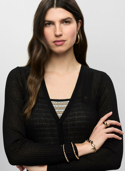Women Long Lightweight Knit Cardigan Black | Melanie Lyne