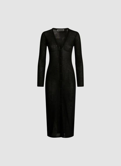 Women Long Lightweight Knit Cardigan Black | Melanie Lyne