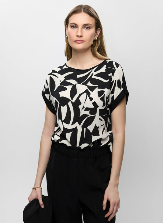 Women Geometric Print Short Sleeve Top Black & White | Melanie Lyne