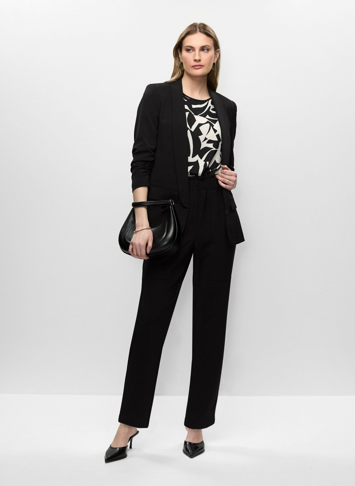 Women Geometric Print Short Sleeve Top Black & White | Melanie Lyne